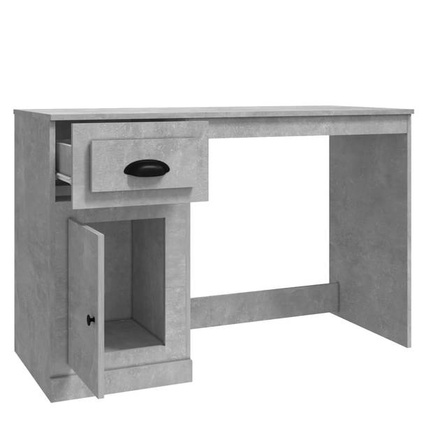 The Living Store Bureau Betongrijs - 115x50x75 cm - Duurzaam bewerkt hout met opbergruimte - praktische deur en