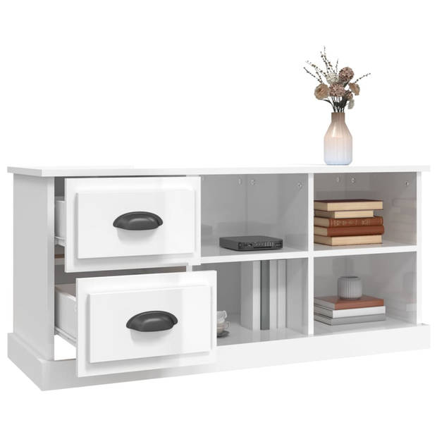 The Living Store TV-kast Exclusief - 102x35.5x47.5 cm - Hoogglans Wit