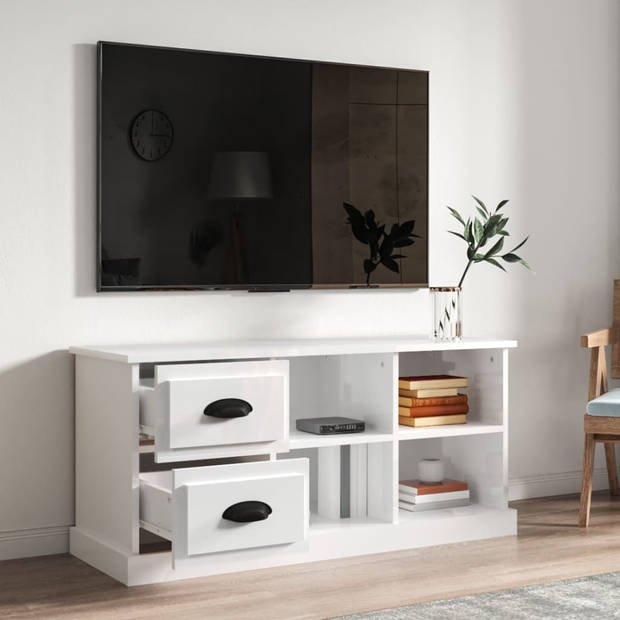 The Living Store TV-kast Exclusief - 102x35.5x47.5 cm - Hoogglans Wit