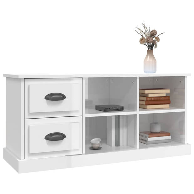 The Living Store TV-kast Exclusief - 102x35.5x47.5 cm - Hoogglans Wit