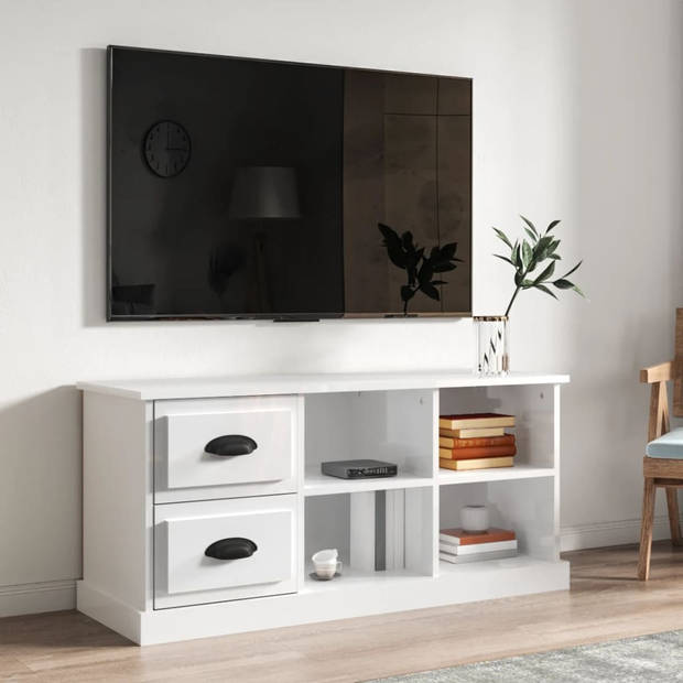 The Living Store TV-kast Exclusief - 102x35.5x47.5 cm - Hoogglans Wit