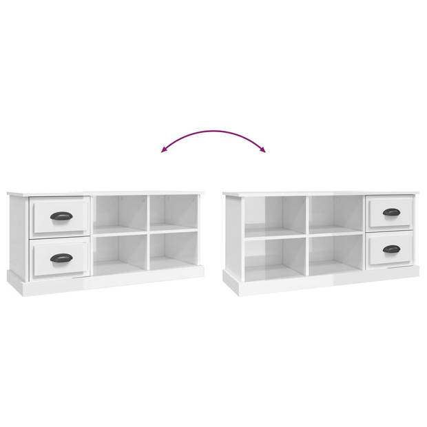 The Living Store TV-kast Exclusief - 102x35.5x47.5 cm - Hoogglans Wit