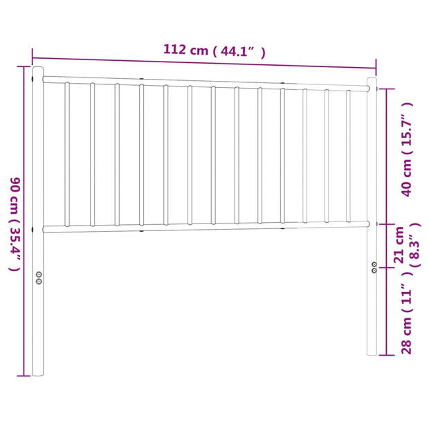 vidaXL Hoofdbord metaal 107 cm zwart