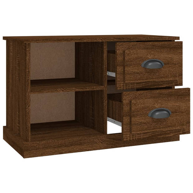 The Living Store TV-kast - Bruineiken - 73 x 35.5 x 47.5 cm - 2 lades - 2 open vakken