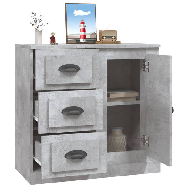 The Living Store Dressoir Bijzetkast - 70x35.5x67.5 cm - Betongrijs