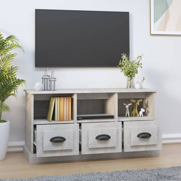 vidaXL Tv-meubel 100x35x50 cm bewerkt hout betongrijs