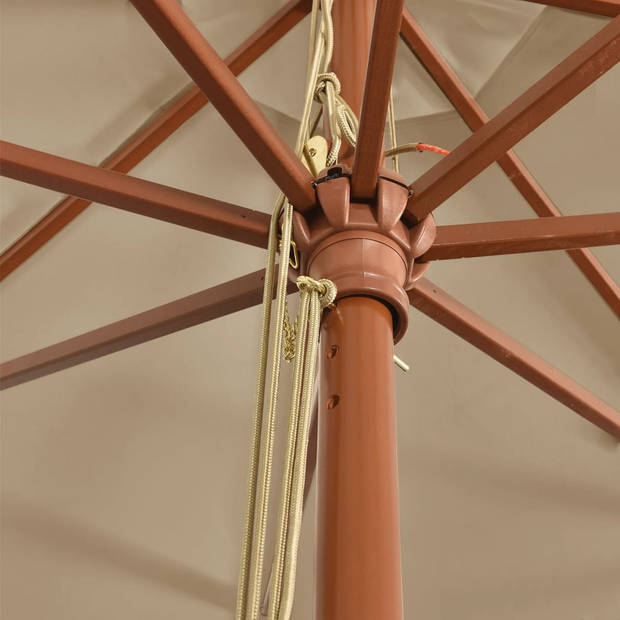 vidaXL Parasol met houten paal 400x273 cm taupe