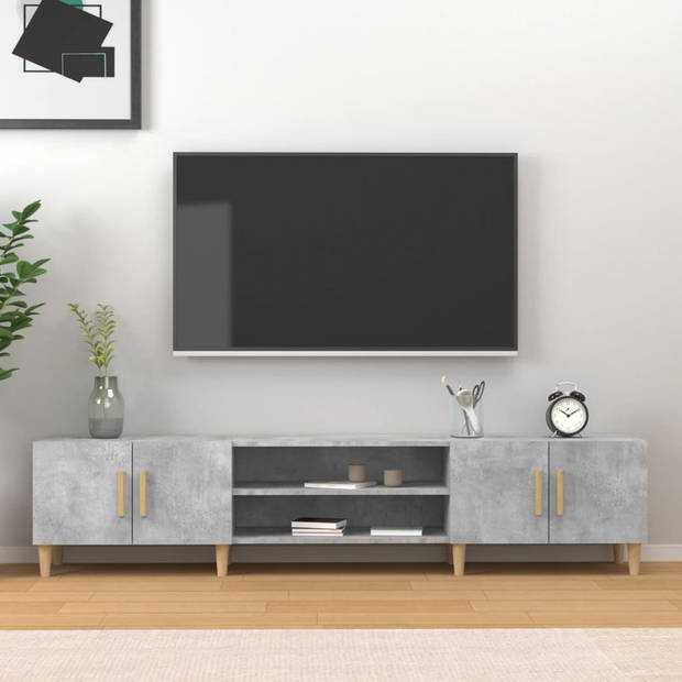 The Living Store TV-Meubel - Betongrijs - 180 x 31.5 x 40 cm - Trendy - Duurzaam en Met Voldoende Opbergruimte