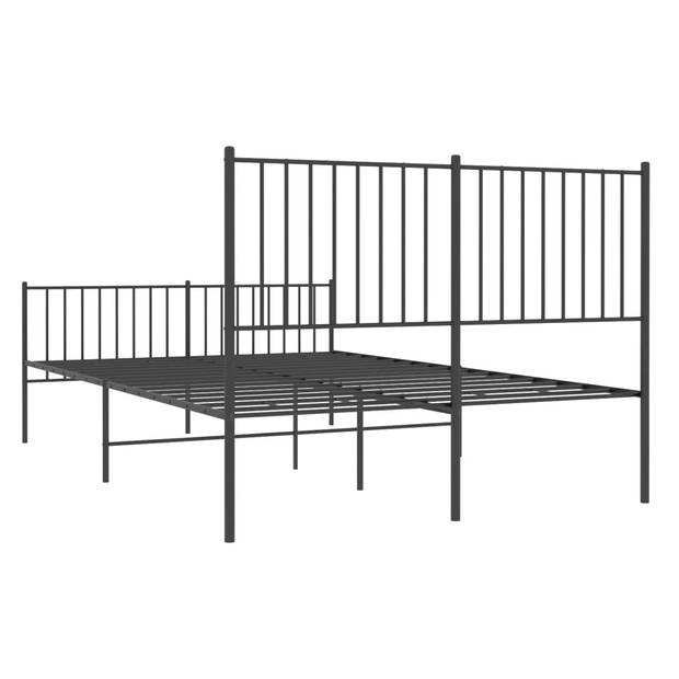 vidaXL Bedframe met hoofd- en voeteneinde metaal zwart 135x190 cm