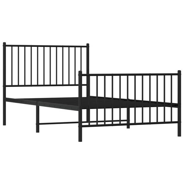 vidaXL Bedframe met hoofd- en voeteneinde metaal zwart 100x190 cm