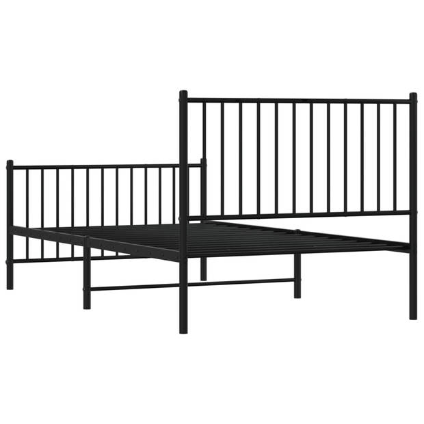 vidaXL Bedframe met hoofd- en voeteneinde metaal zwart 100x190 cm