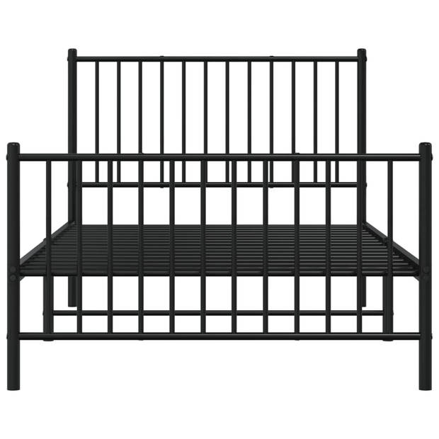 vidaXL Bedframe met hoofd- en voeteneinde metaal zwart 100x190 cm