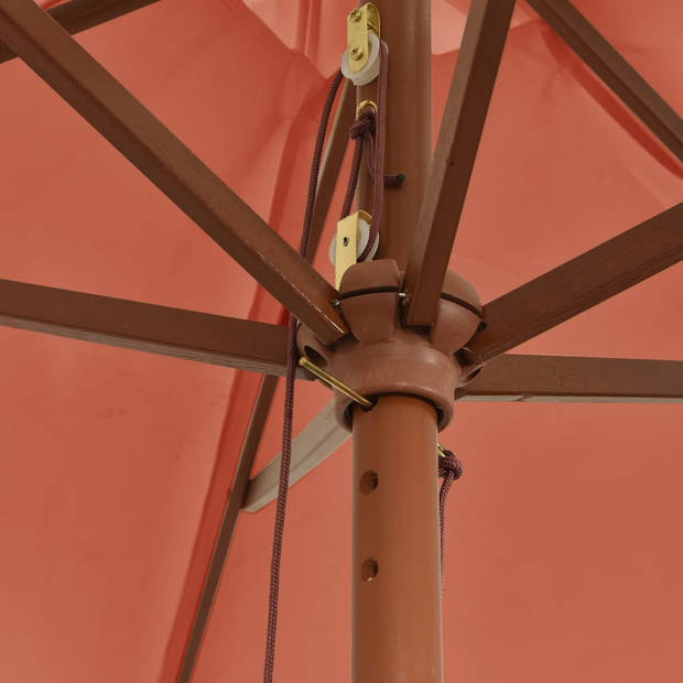 vidaXL Parasol met houten paal 299x240 cm terracottakleurig