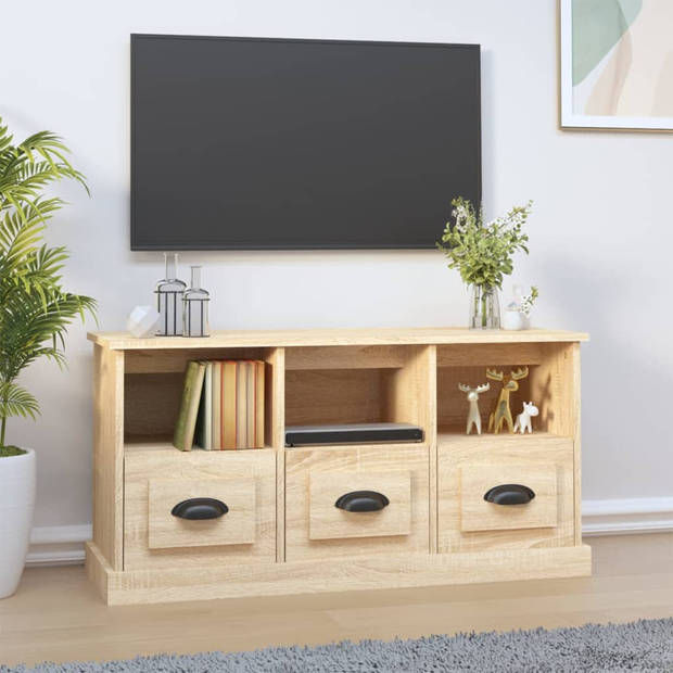 The Living Store Tv-kast Sonoma Eiken - 100 x 35 x 50 cm - Duurzaam bewerkt hout