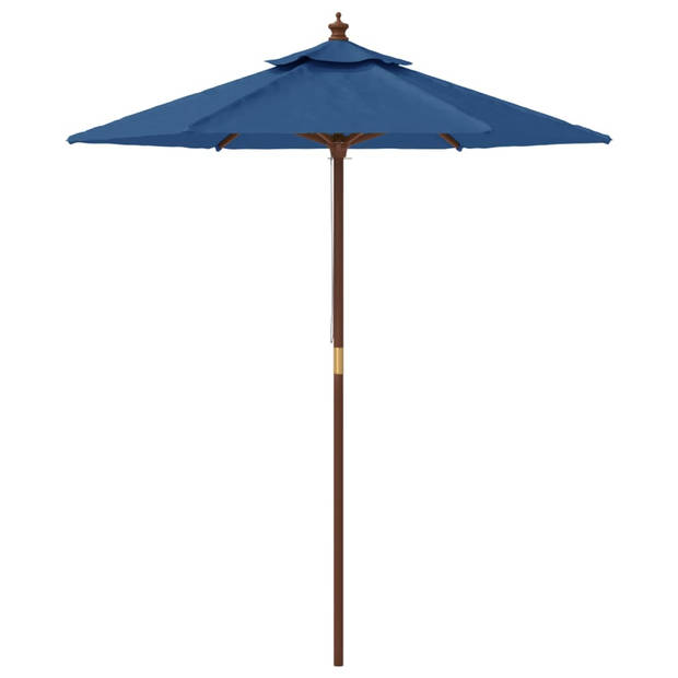 vidaXL Parasol met houten paal 196x231 cm azuurblauw