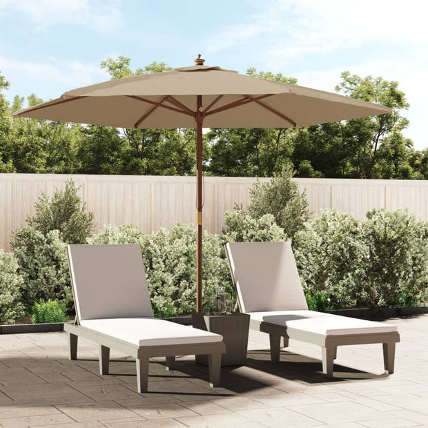 The Living Store Parasol - Hardhout - Polyester - 299 x 240 cm - Taupe