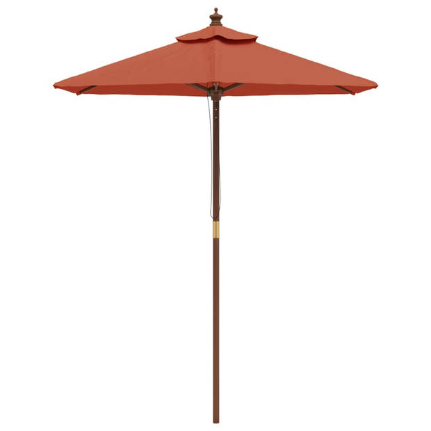 vidaXL Parasol met houten paal 196x231 cm terracottakleurig