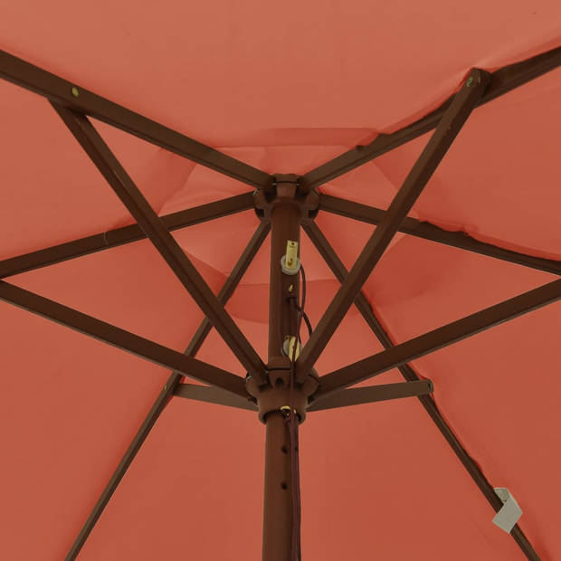 The Living Store Parasol met houten paal 196x231 cm terracottakleurig - Parasol