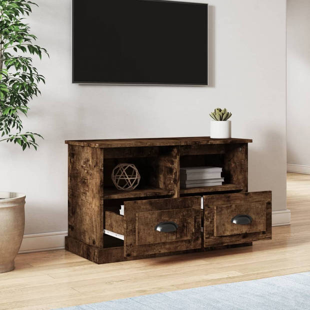 The Living Store TV-kast Gerookt Eiken - 80x35x50 cm - Duurzaam materiaal - Voldoende opbergruimte - Display functie