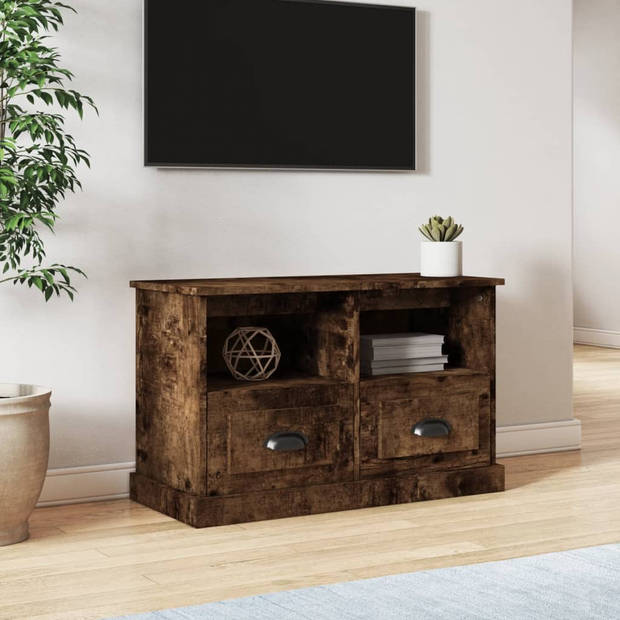 The Living Store TV-kast Gerookt Eiken - 80x35x50 cm - Duurzaam materiaal - Voldoende opbergruimte - Display functie