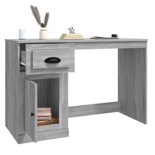 vidaXL Bureau met lade 115x50x75 cm bewerkt hout grijs sonoma eiken