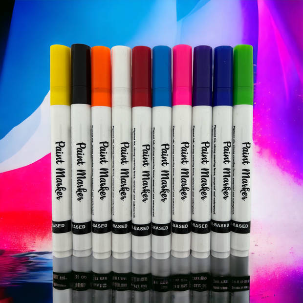 Set Van 10 Permanent Acryl Verfstiften Paint Markers - Punt 2 mm