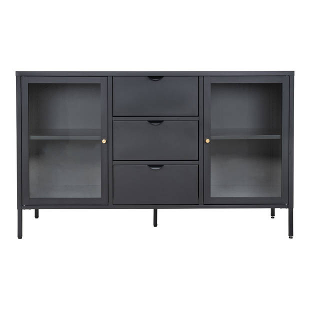 Dalby dressoir 2 glazen deuren, 3 laden zwart.