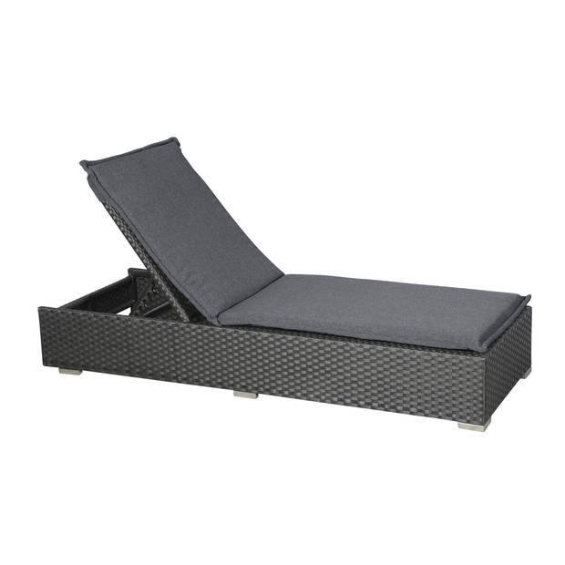 Gida loungemeubel ligbed, incl. kussen, grijs/zwart.