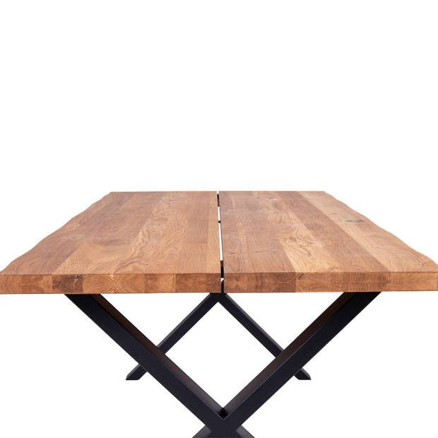 Tony eethoek , 1 eetkamertafel en 6 eetkamerstoelen, donker grijs en eik.