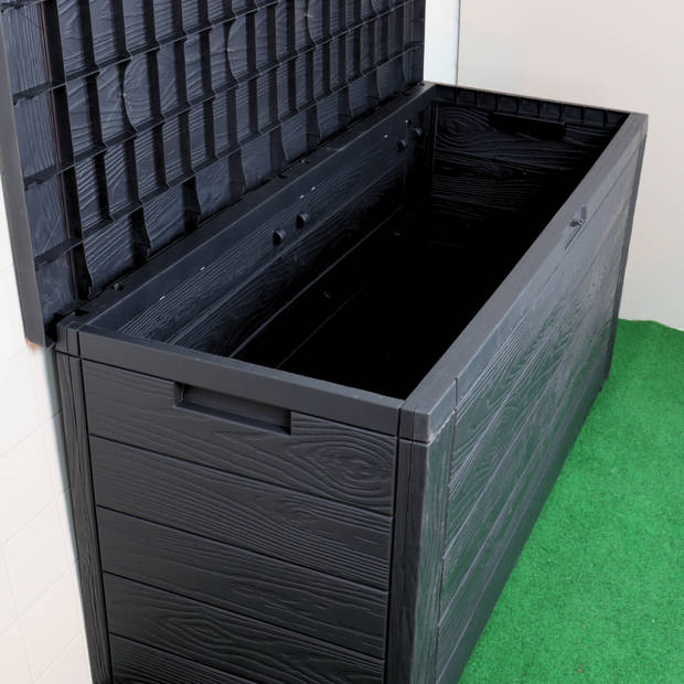 HIXA Opbergbox Tuin - Tuinkussenbox - Waterdicht - 300L - 120x45x57 cm - Tuinbox - Zwart