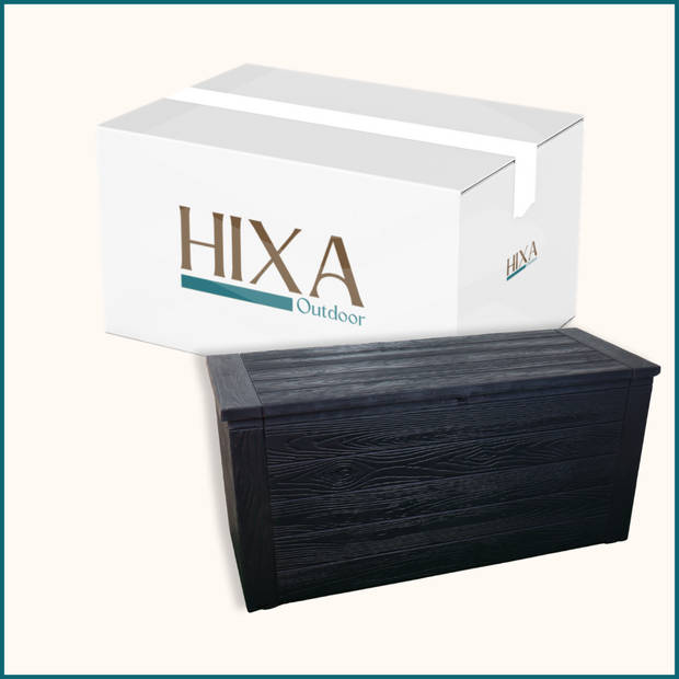 HIXA Opbergbox Tuin - Tuinkussenbox - Met deksel - Waterdicht - 300L - 120x45x57 cm - Tuinbox - Zwart