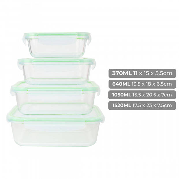 Niceey Meal Prep Bakjes - Set van 4 - Glas