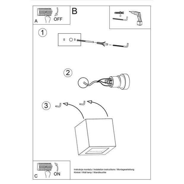 Sollux Wandlamp Leo E27 gips wit