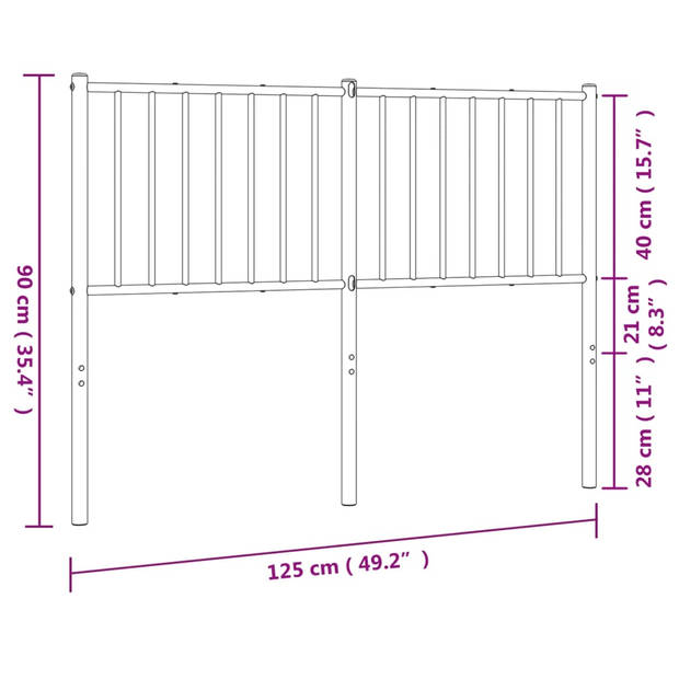 vidaXL Hoofdbord metaal zwart 120 cm