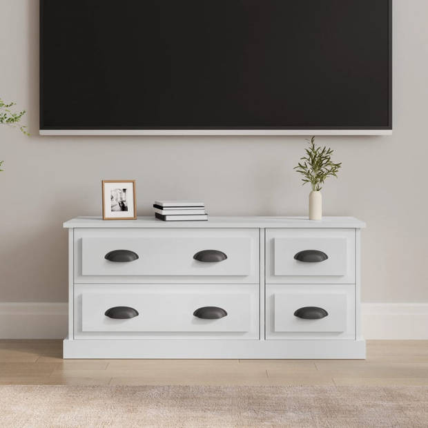 vidaXL Tv-meubel 100x35,5x45 cm bewerkt hout hoogglans wit
