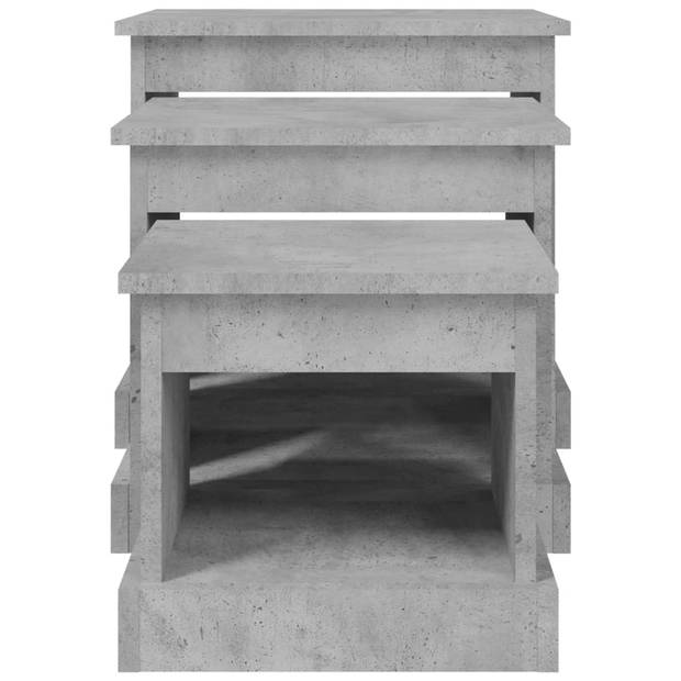 vidaXL 3-delige Salontafelset bewerkt hout betongrijs