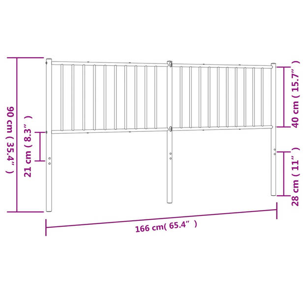 vidaXL Hoofdbord metaal zwart 160 cm