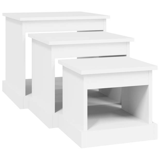 vidaXL 3-delige Salontafelset bewerkt hout wit