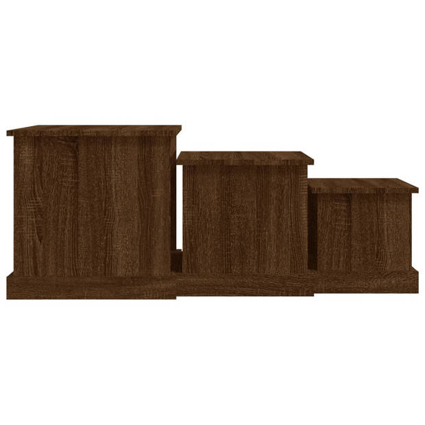 vidaXL 3-delige Salontafelset bewerkt hout bruin eikenkleur