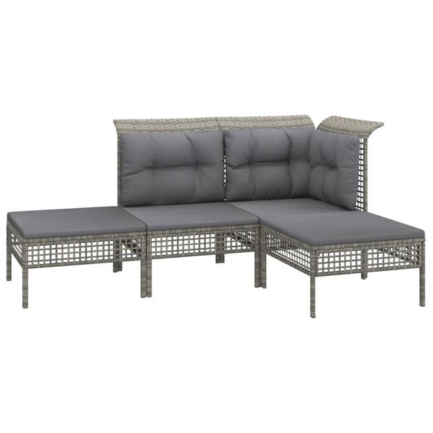 vidaXL 8-delige Loungeset met kussens poly rattan grijs