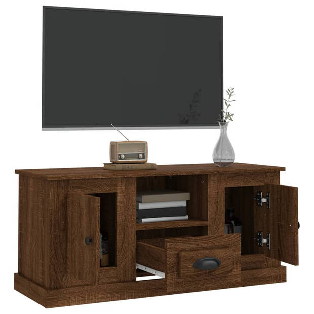 vidaXL Tv-meubel 100x35,5x45 cm bewerkt hout bruin eikenkleur