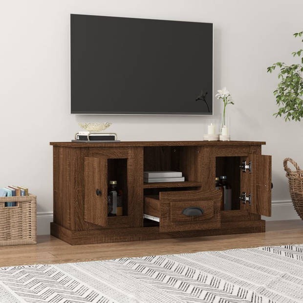 vidaXL Tv-meubel 100x35,5x45 cm bewerkt hout bruin eikenkleur