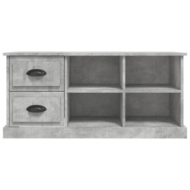 The Living Store TV-meubel Betongrijs - 102 x 35.5 x 47.5 cm - met Lades - Open Vakken