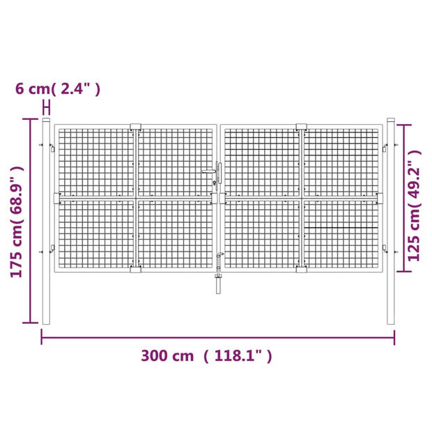 vidaXL Poort draadgaas 300x175 cm staal antracietkleurig