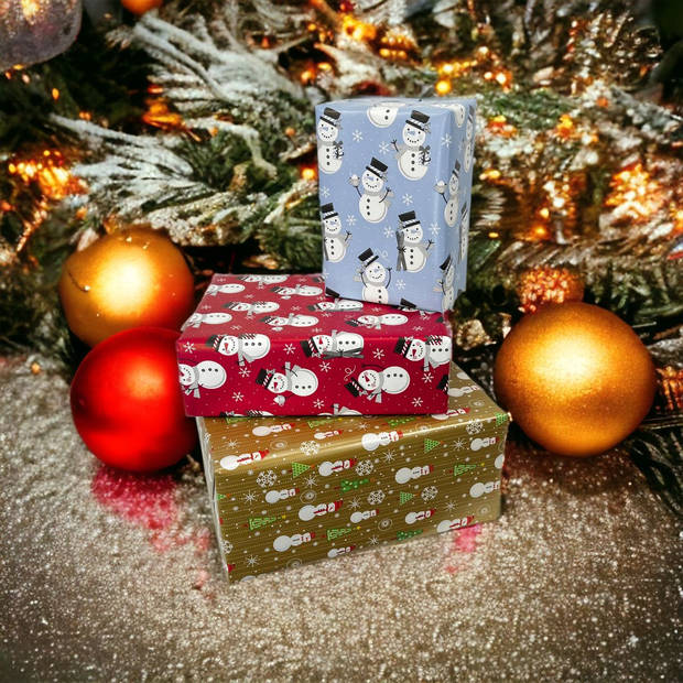 Enper cadeaupapier - Kerstpapier inpakpapier voor kerst - 200 x 70 cm - 3 rollen