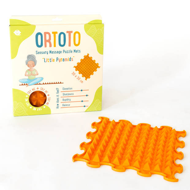 Ortoto Sensory Massage Puzzle Mat Little Pyramids Pumpkin Orange