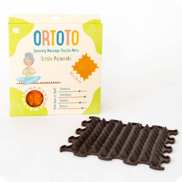 Ortoto Sensory Massage Puzzle Mat Little Pyramids Donkere Chocolade