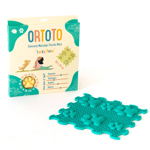 Ortoto Sensory Massage Puzzle Mat Lucky Paws Sea Turquoise