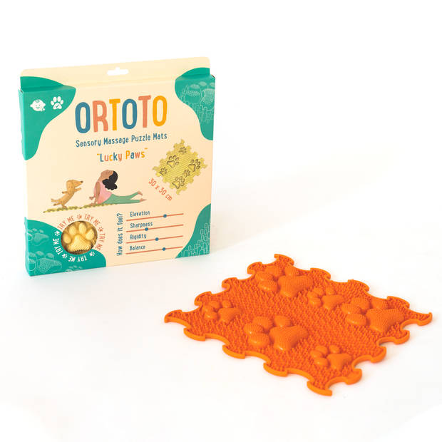 Ortoto Sensory Massage Puzzle Mat Lucky Paws Pompoen Oranje