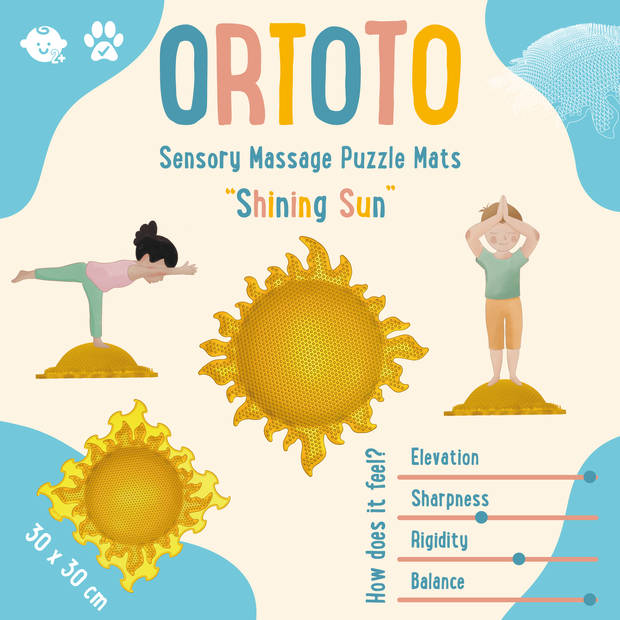 Ortoto Sensory Massage Puzzle Mat Shining Sun (Semi-Sphere) Lichtrood